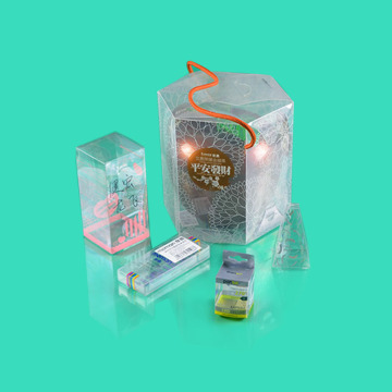 Printed Folding Boxes for Toy Packaging: Transparent, Colorful, and Hexagonal Design